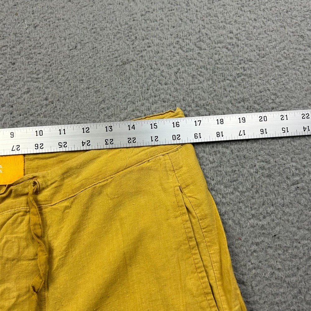 AIREI Mens Yellow Khadi Drawstring Trousers Cotton Wide Leg 100% Cotton XS - Picture 12 of 13